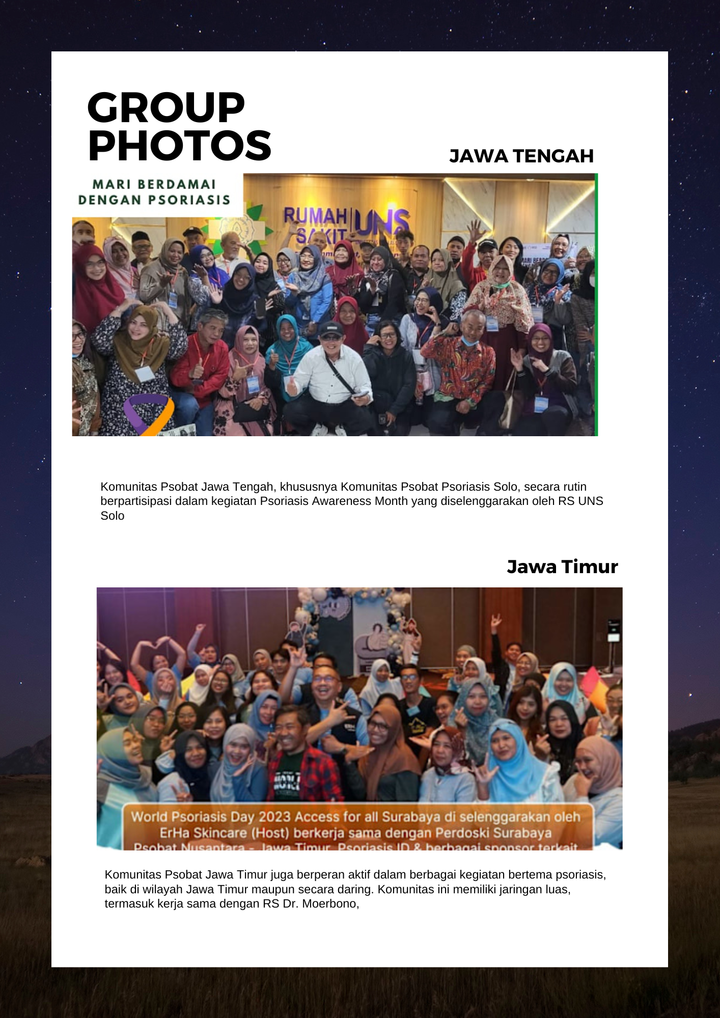 Komunitas psoriasis jawa tengah, komunitas psoriasis jawa timur